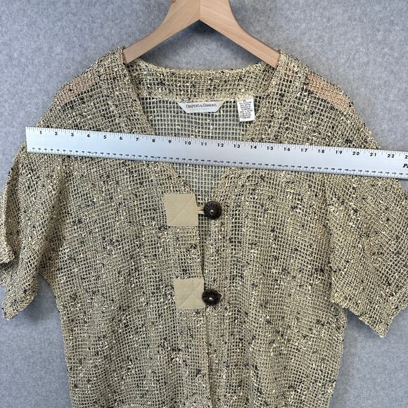 Draper's & Damon's Sweater Womens Size PL Cream Black Crochet Cardigan 2-Button - Picture 15 of 16